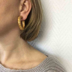 Boucles d'oreille créoles clips YSL YVES SAINT LAURENT Vintage