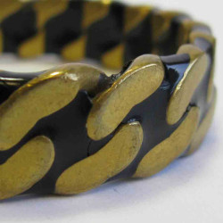 CHANEL black and gold metal chain pattern bracelet