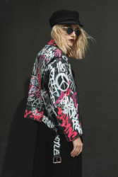 Veste Perfecto Madame L Vintage graffitti rose