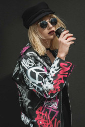 Veste Perfecto Madame L Vintage graffitti rose