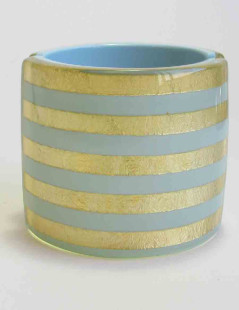 CHANEL cuff bracelet in skye blue resin and 5 stripes in gold leaf incrusted