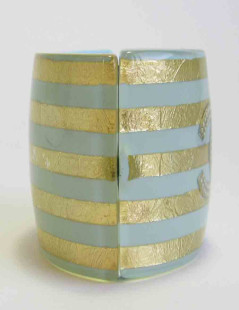 CHANEL cuff bracelet in skye blue resin and 5 stripes in gold leaf incrusted