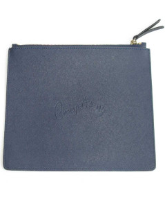 KARL LAGERFELD zipped clutch 'Monster choupette' in dark blue pvc