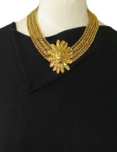 Collier ras de cou CHANEL vintage tête de Lion 