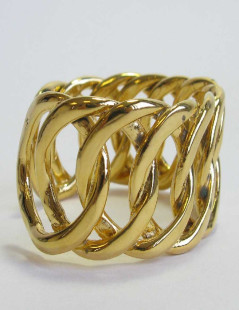 CHANEL vintage cuff bracelet in gilt metal braided chain