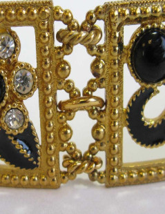 JACQUES FATH choker necklace in gilt metal, black resin and rhinestones