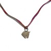 HERMES silk link necklace and silver metal horse head pendant