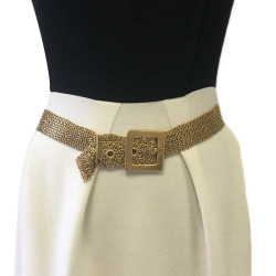 CHANEL 9 chains belt in gilt metal