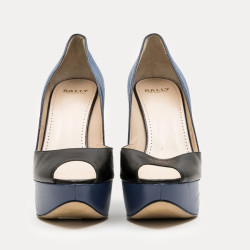 Escarpins T39 BALLY cuir bicolore bleu et noir