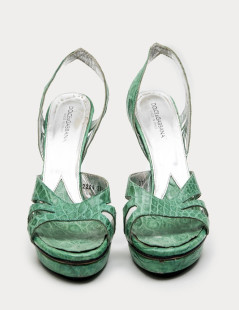 DOLCE & GABBANA high heels sandals in water green alligator size 37