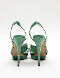 DOLCE & GABBANA high heels sandals in water green alligator size 37