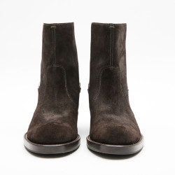 Boots T 39 GUCCI en daim marron et mors argent palladié