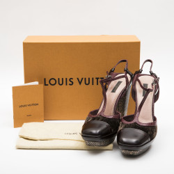 Sandales hautes T 39.5 LOUIS VUITTON multicolores velours et python