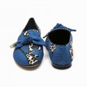 LOUIS VUITTON T39 Richelieu ballerina in blue and leopard pattern fabric