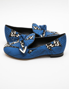 Ballerines T 39 LOUIS VUITTON Richelieu bleu et léopard