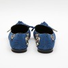 LOUIS VUITTON T39 Richelieu ballerina in blue and leopard pattern fabric