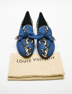 Ballerines T 39 LOUIS VUITTON Richelieu bleu et léopard