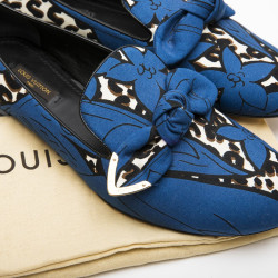 Ballerines T 39 LOUIS VUITTON Richelieu bleu et léopard