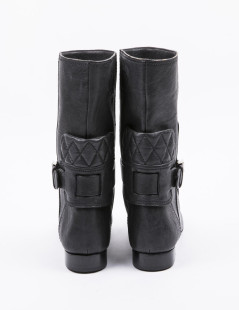 CHANEL boots size 37.5FR in Black aged leather