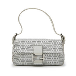 FENDI baguette bag in white patent breaded leather