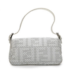 Sac baguette FENDI en cuir tressé verni blanc