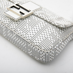 FENDI baguette bag in white patent breaded leather