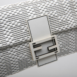 FENDI baguette bag in white patent breaded leather