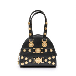 VERSACE 'Tribute' bowling bag in black calfskin leather