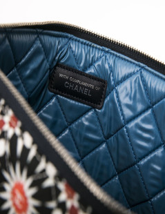 CHANEL clutch in multicolored quilted canvas