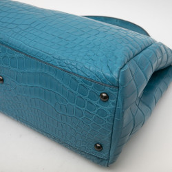 Sac Peekaboo Fendi crocodile bleu turquoise