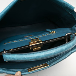 Sac Peekaboo Fendi crocodile bleu turquoise