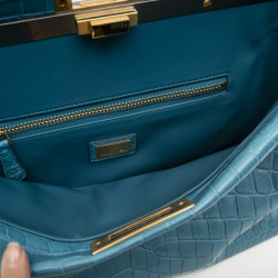 Sac Peekaboo Fendi crocodile bleu turquoise