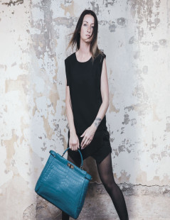 Sac Peekaboo Fendi crocodile bleu turquoise