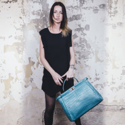 Sac Peekaboo Fendi crocodile bleu turquoise