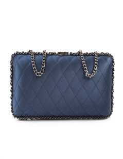 Sac minaudière CHANEL satin de soie bleu nuit