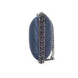 Sac minaudière CHANEL satin de soie bleu nuit