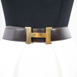 Ceinture HERMES  en cuir box marron Vintage