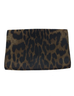 YSL SAINT LAURENT clutch in leopard printed satin and rhinestones