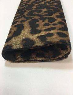 YSL SAINT LAURENT clutch in leopard printed satin and rhinestones