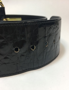 Ceinture T 70 CELINE vintage en crocodile noir 