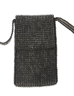 Petit sac GIORGIO ARMANI en perles transparentes et fils de soie marron