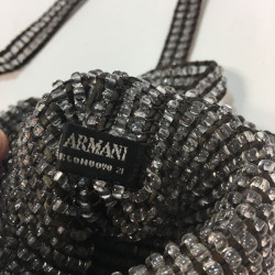 GIORGIO ARMANI evening bag in transparent beads and brown silk threads