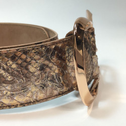 Ceinture T 75  ALEXENDER Mc QUEEN cuir exotique python rose irisé