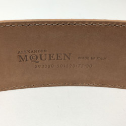 Ceinture ALEXANDER Mc QUEEN T75 en cuir exotique python rose irisé