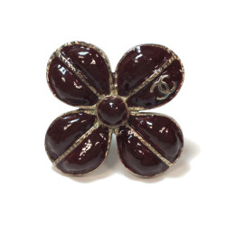 CHANEL flower ring in gilt metal and brown resin Size 53FR