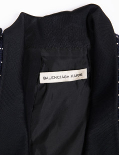 BALENCIAGA  jacket in navy blue cotton and white stripes size 42