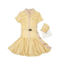 Robe T 38 PRADA en soie jaune pâle