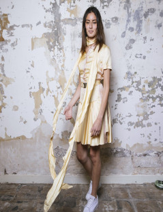 PRADA shirt dress in pale yellow silk size 38FR