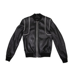 Blouson t 46 DIOR cuir d'agneau lisse noir