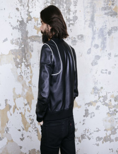 Blouson t 46 DIOR cuir d'agneau lisse noir